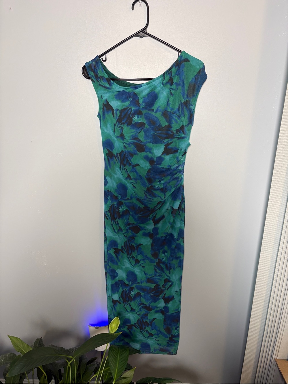 Grace Karin Teal and Navy Floral Maxi Sheath Dress